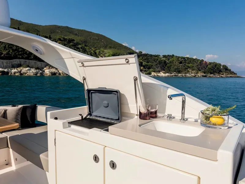 Deck of MY WAY, a Absolute Yachts Navetta 48 motorboat at Općina Rogoznica, Croatia