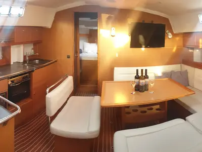 Salon of Laura, a Bavaria Cruiser 45 sailboat at Municipal Unit of Nea Peramos, Greece