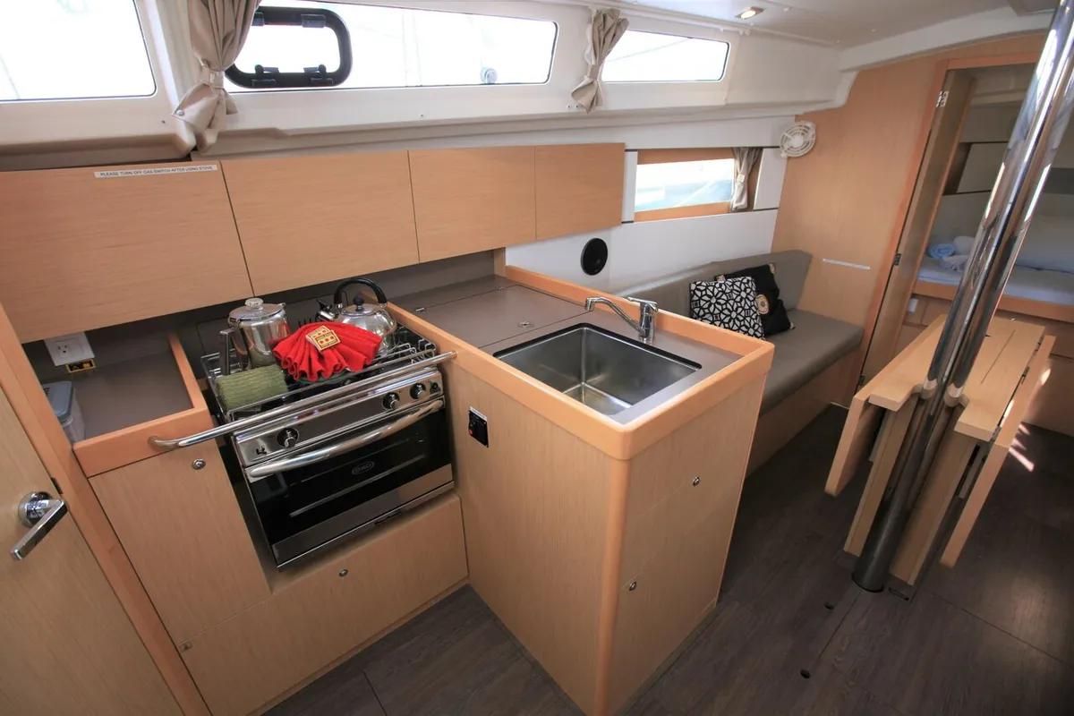 Galley of Cozmo, a Beneteau Oceanis 35.1 sailboat at Road Town, British Virgin Islands