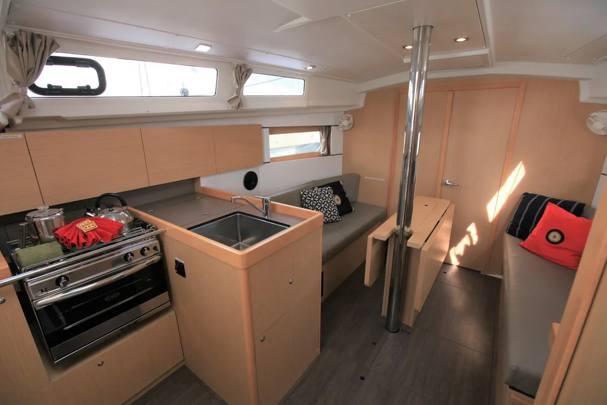 Galley of Cozmo, a Beneteau Oceanis 35.1 sailboat at Road Town, British Virgin Islands