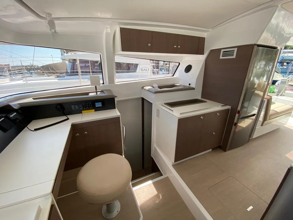 Galley of Orlandina, a Bali 4.1 catamaran at Capo d'Orlando, Italy