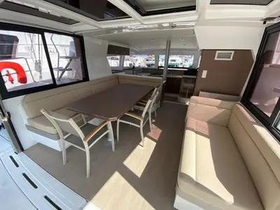 Salon of Orlandina, a Bali 4.1 catamaran at Capo d'Orlando, Italy
