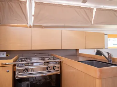 Galley of Levante, a Beneteau Oceanis 35.1 sailboat at Tonnarella, Italy