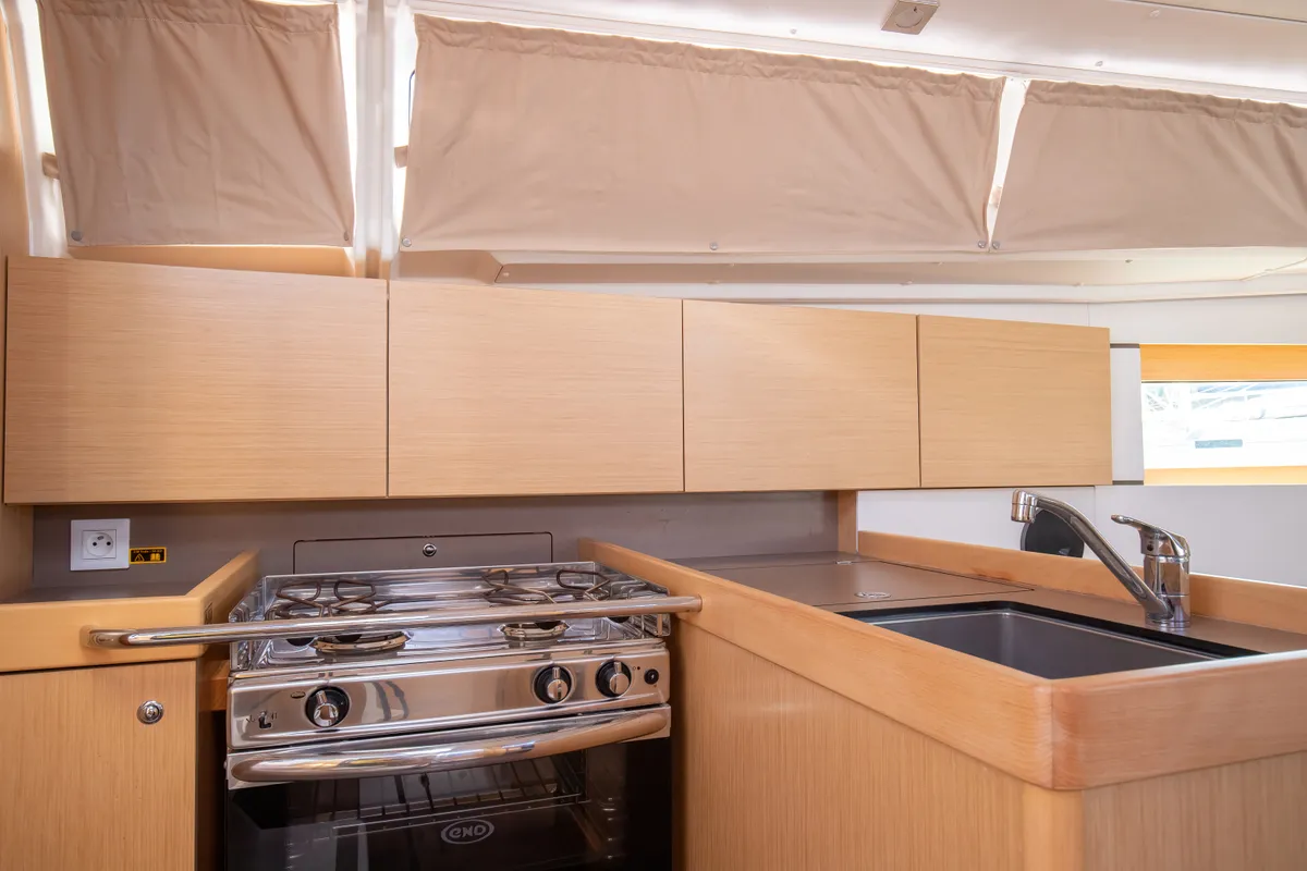 Galley of Levante, a Beneteau Oceanis 35.1 sailboat at Tonnarella, Italy