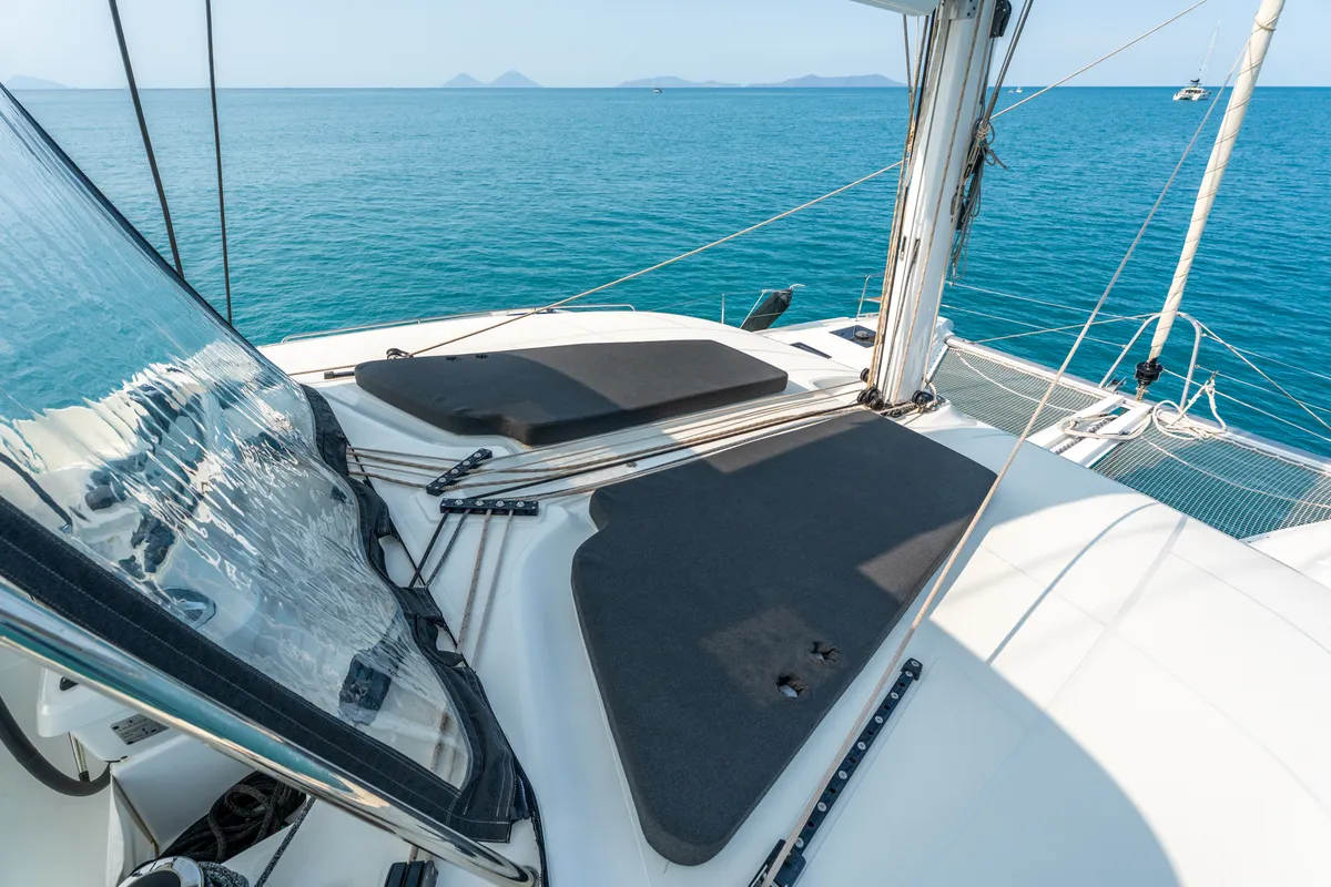 Deck of Paco - Premium line, a Lagoon 51 catamaran at Olbia, Italy