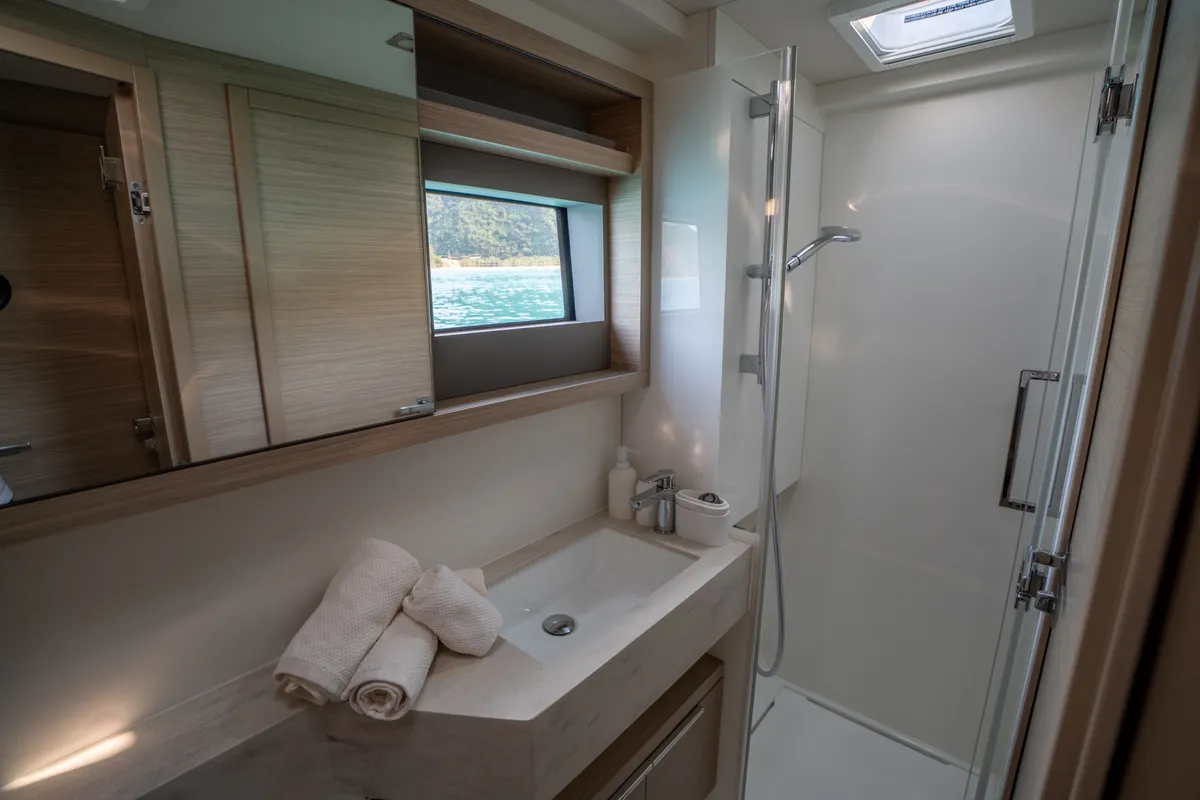 Head on Paco - Premium line, a Lagoon 51 catamaran at Olbia, Italy
