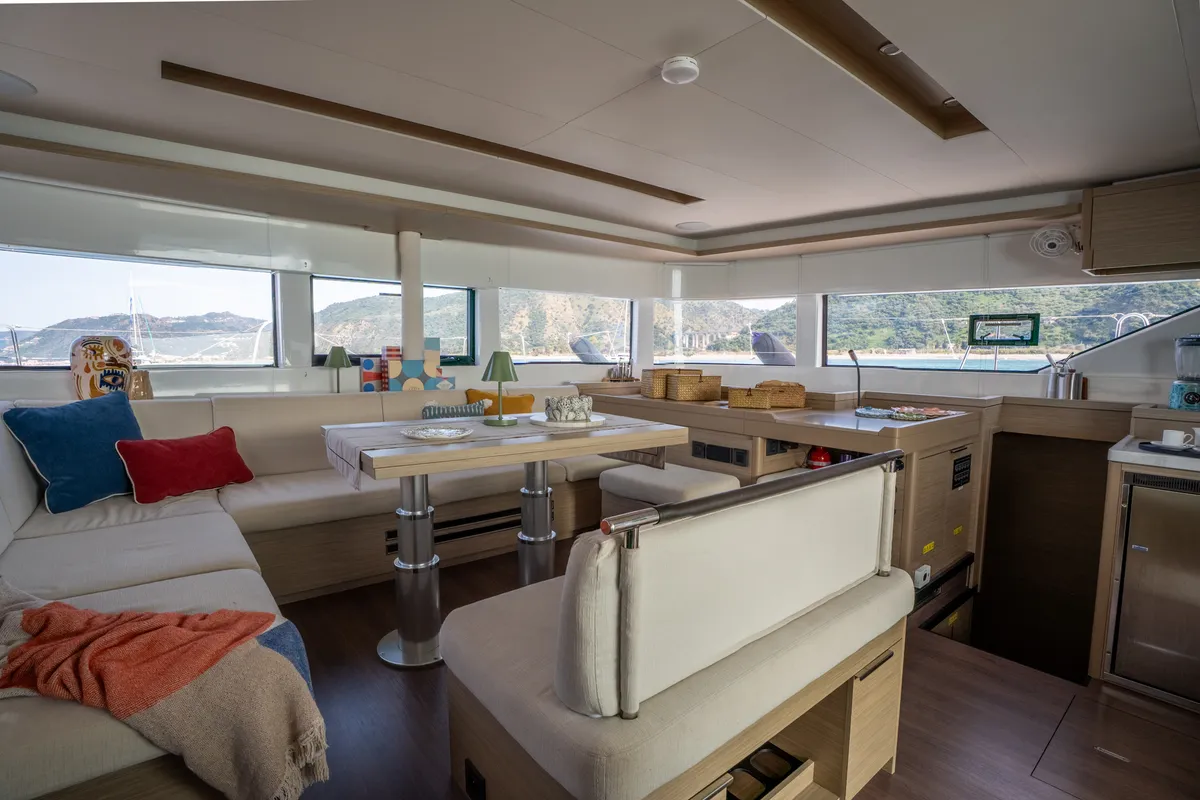 Salon of Paco - Premium line, a Lagoon 51 catamaran at Olbia, Italy