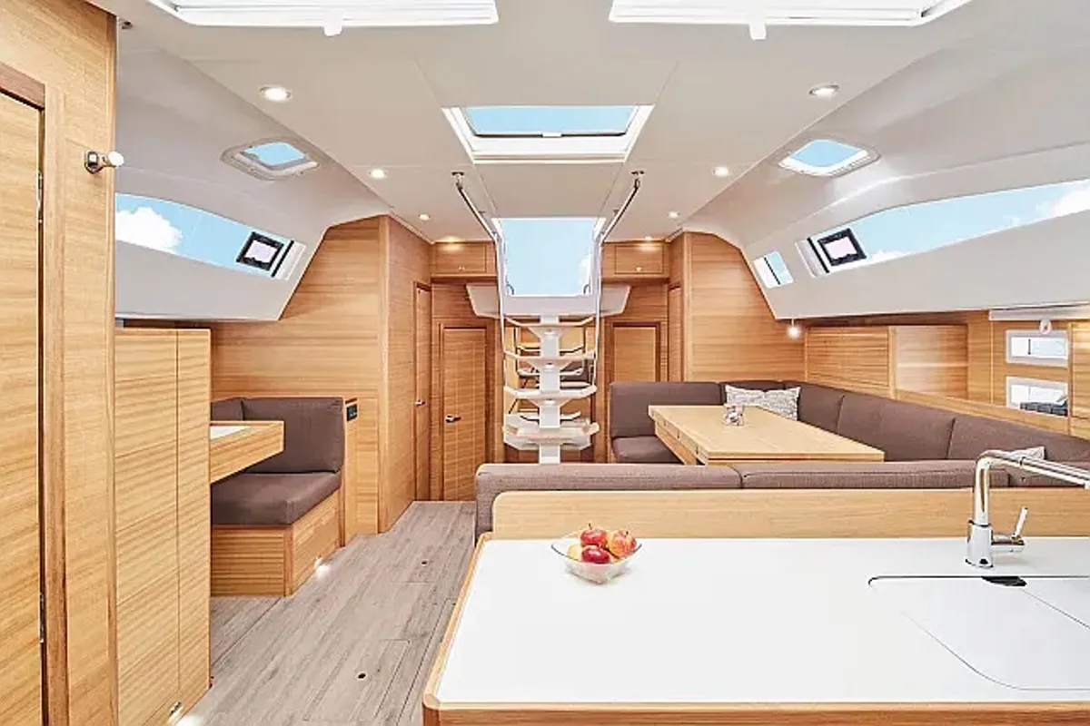 Salon of Epetion, a Elan Impression 50.1 sailboat at Grad Trogir, Croatia