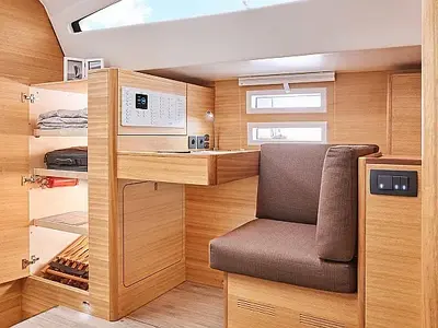 Salon of Epetion, a Elan Impression 50.1 sailboat at Grad Trogir, Croatia