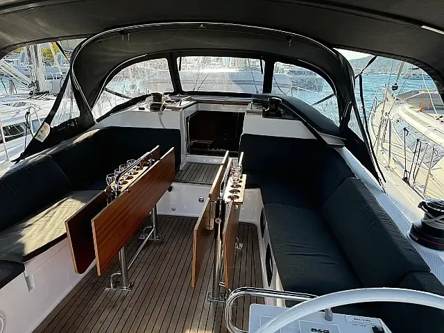Cockpit of Epetion, a Elan Impression 50.1 sailboat at Grad Trogir, Croatia