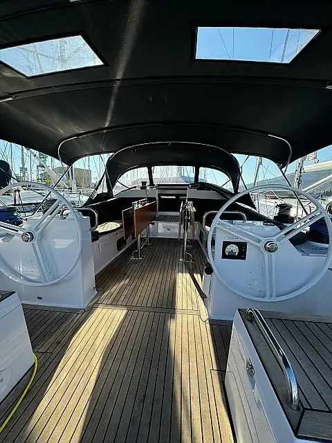 Cockpit of Epetion, a Elan Impression 50.1 sailboat at Grad Trogir, Croatia