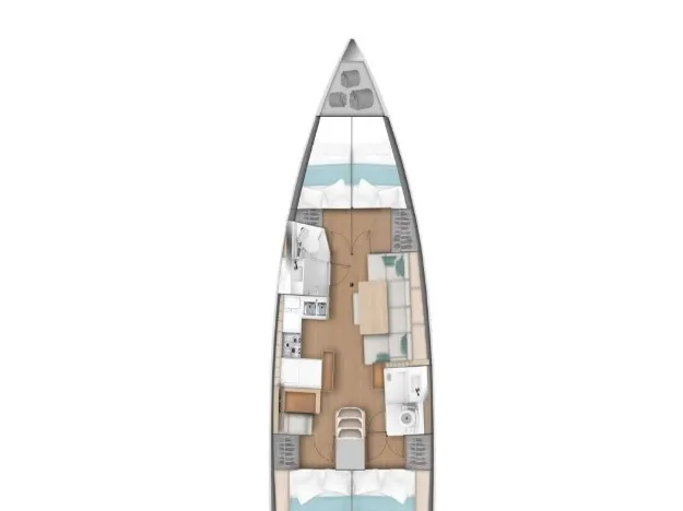 Floor plan of Aurelia, a Jeanneau Sun Odyssey 440 sailboat at Municipal Unit of Lefkada, Greece