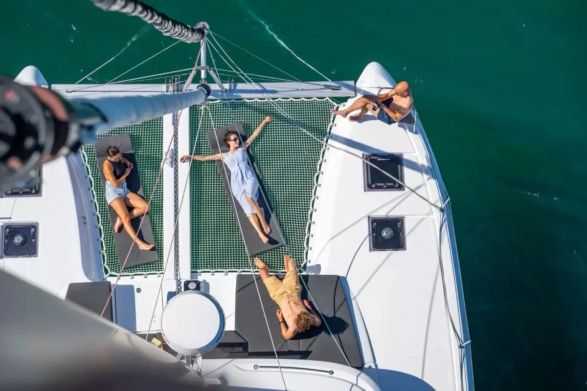 Deck of new Lag 43, a Lagoon 43 catamaran at Olbia, Italy
