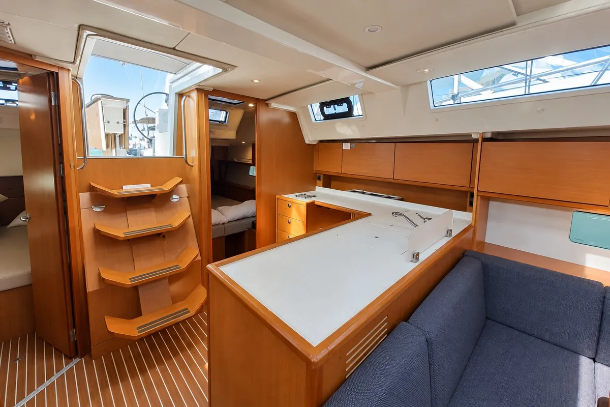 Galley of Aurora, a Bavaria 45 sailboat at Punta Ala, Italy