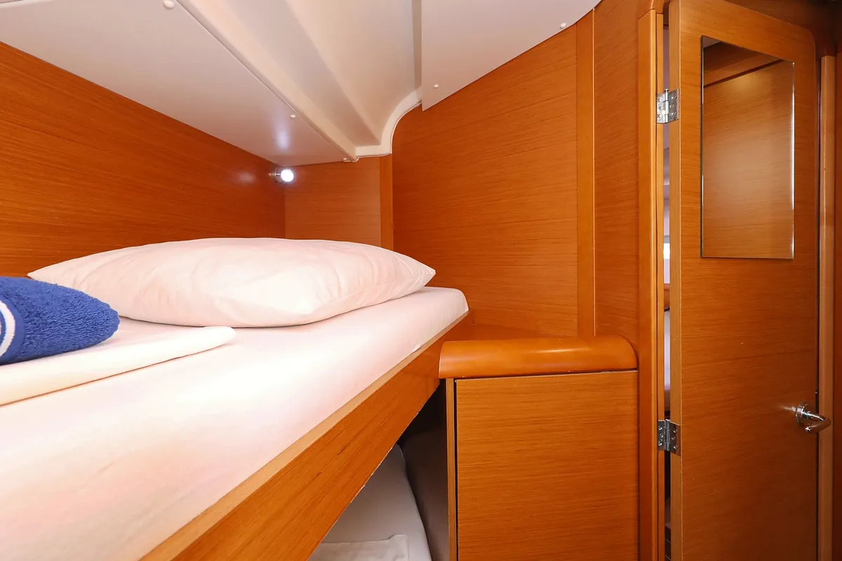 Cabin on Malin, a Jeanneau Sun Odyssey 439 sailboat at Grad Vodice, Croatia