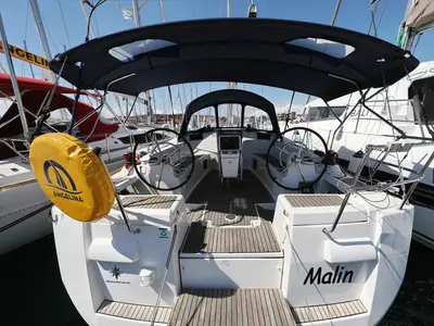 Cockpit of Malin, a Jeanneau Sun Odyssey 439 sailboat at Grad Vodice, Croatia