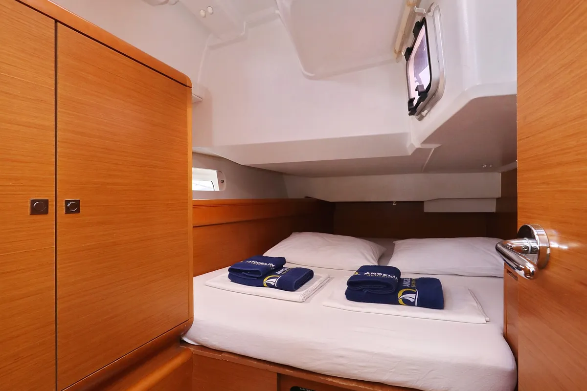 Cabin on Malin, a Jeanneau Sun Odyssey 439 sailboat at Grad Vodice, Croatia