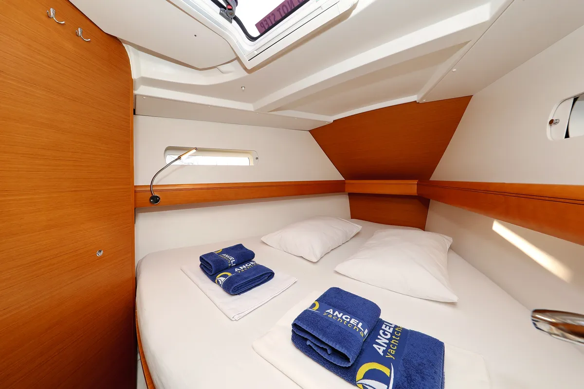 Cabin on Malin, a Jeanneau Sun Odyssey 439 sailboat at Grad Vodice, Croatia