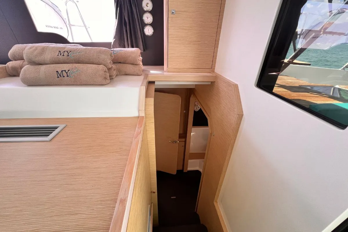Salon of Futura, a Dufour 48 Catamaran catamaran at Cecina, Italy