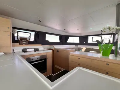 Galley of Futura, a Dufour 48 Catamaran catamaran at Cecina, Italy