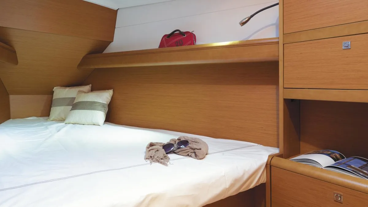 Cabin on Sunsail 38 Classic, a Jeanneau Sun Odyssey 389 sailboat at Municipal Unit of Lefkada, Greece