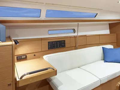 Salon of Sunsail 38 Classic, a Jeanneau Sun Odyssey 389 sailboat at Municipal Unit of Lefkada, Greece