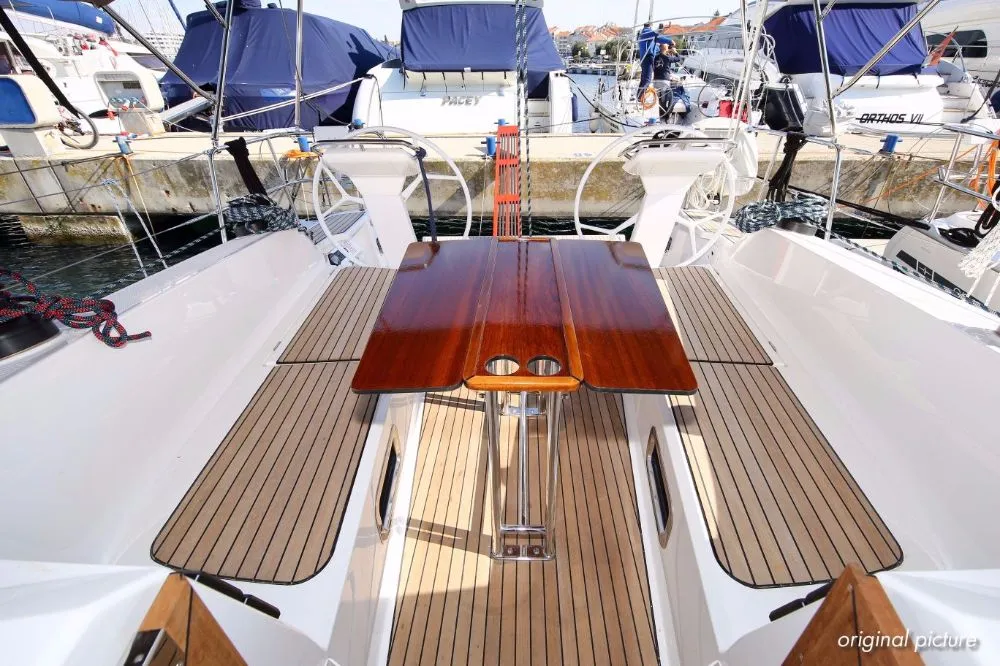 Cockpit of Viviane II (12), a Bavaria Cruiser 41S sailboat at Murter, Croatia