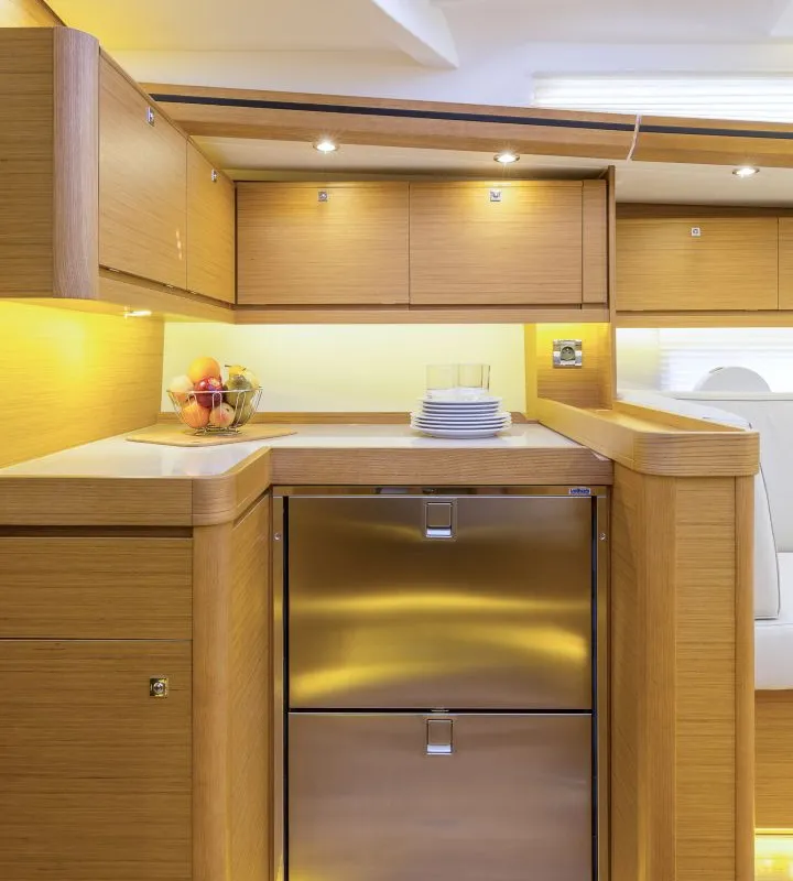 Galley of Santa Maria Novella, a Dufour 520 GL - 4. cab sailboat at Cecina, Italy