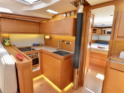 Galley of Santa Maria Novella, a Dufour 520 GL - 4. cab sailboat at Cecina, Italy