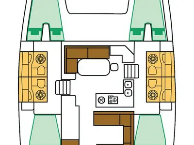 Floor plan of Providence, a Lagoon 400 S2 catamaran at Pointe-à-Pitre, France
