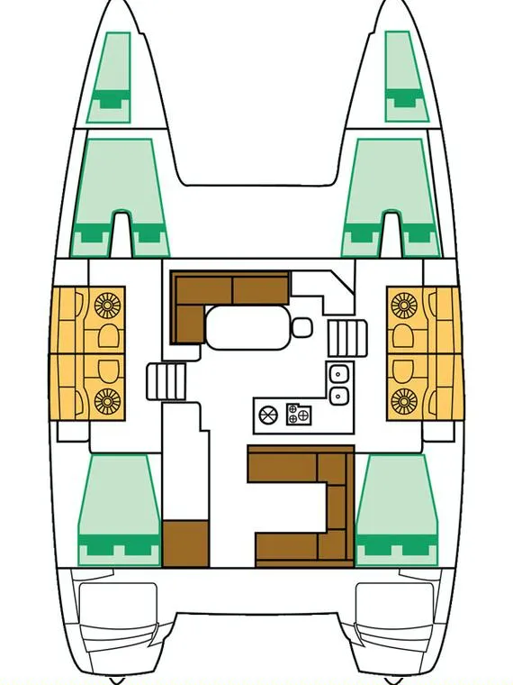 Floor plan of Providence, a Lagoon 400 S2 catamaran at Pointe-à-Pitre, France