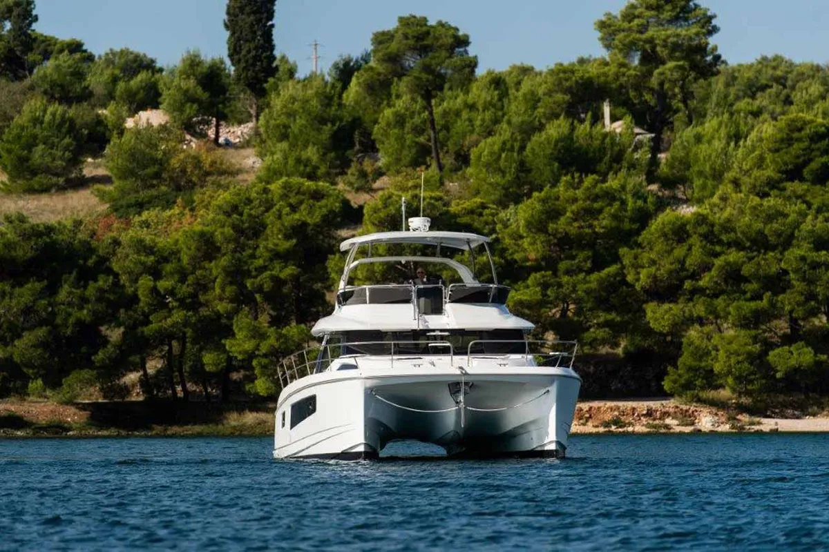 Exterior view of Adriatic Z, a Aquila 44 catamaran at Grad Šibenik, Croatia