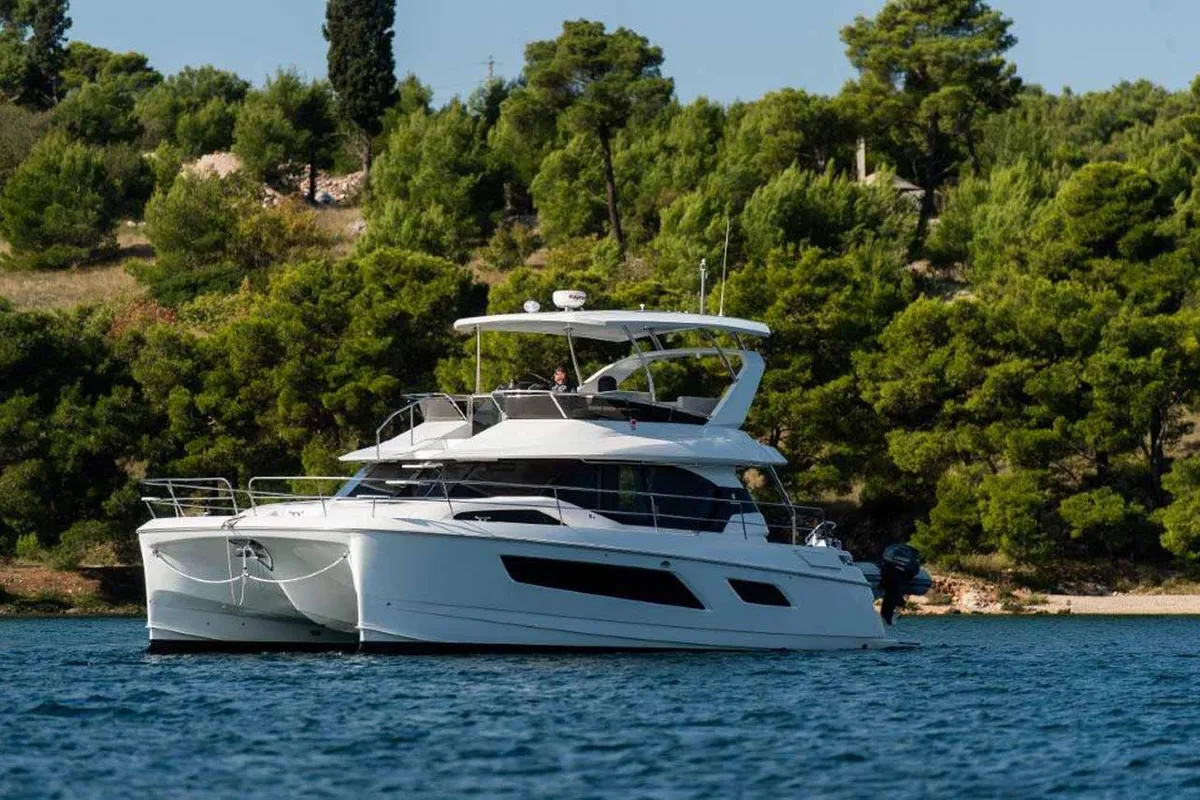 Exterior view of Adriatic Z, a Aquila 44 catamaran at Grad Šibenik, Croatia