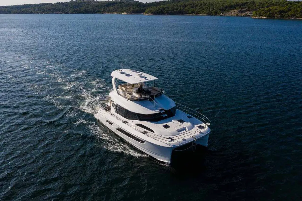 Exterior view of Adriatic Z, a Aquila 44 catamaran at Grad Šibenik, Croatia