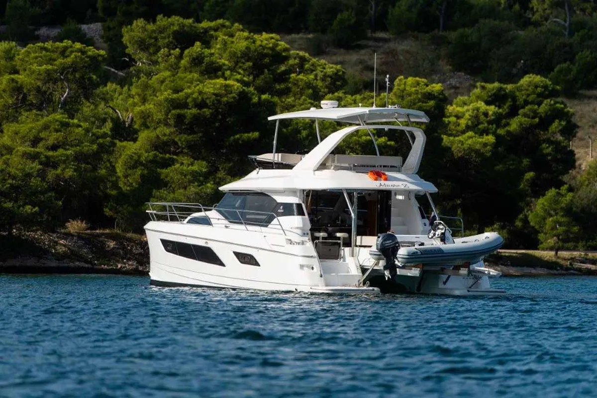 Exterior view of Adriatic Z, a Aquila 44 catamaran at Grad Šibenik, Croatia