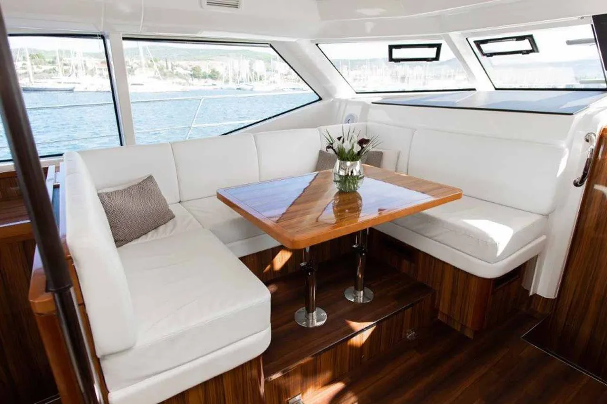 Salon of Adriatic Z, a Aquila 44 catamaran at Grad Šibenik, Croatia