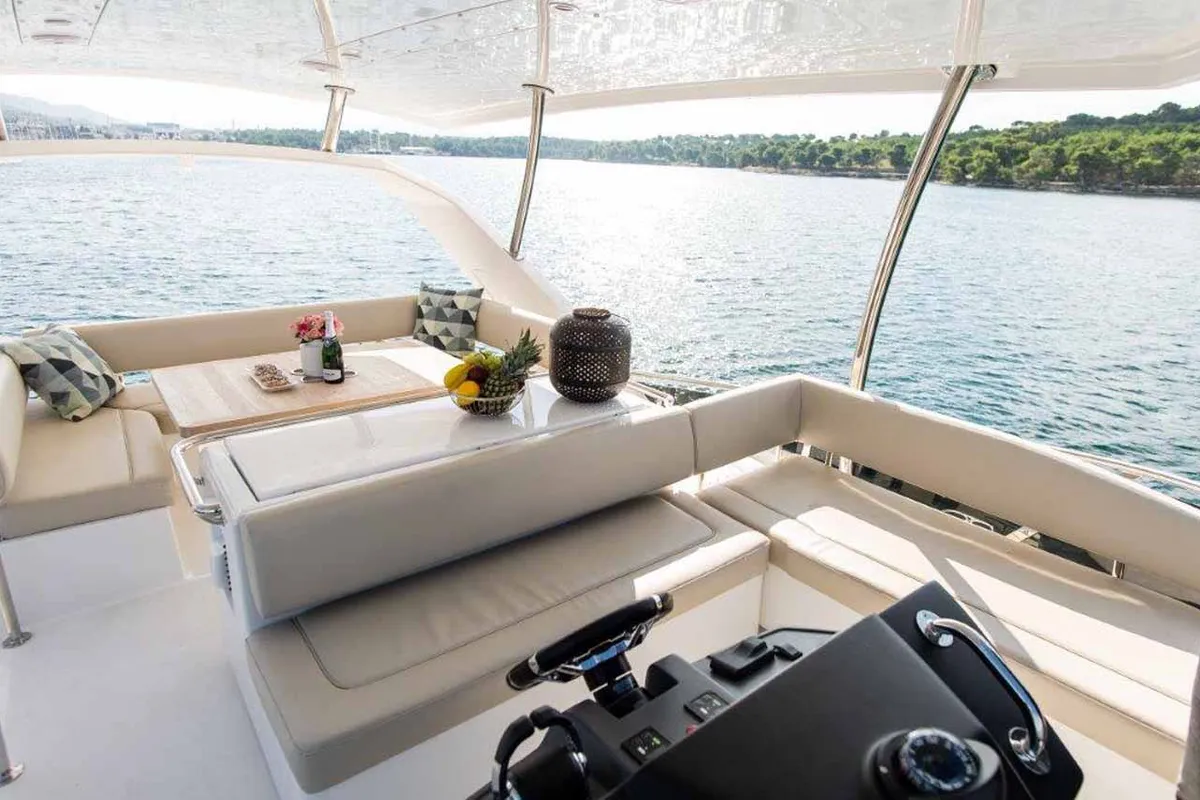 Deck of Adriatic Z, a Aquila 44 catamaran at Grad Šibenik, Croatia