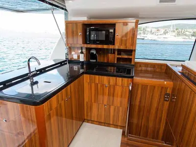 Galley of Adriatic Z, a Aquila 44 catamaran at Grad Šibenik, Croatia