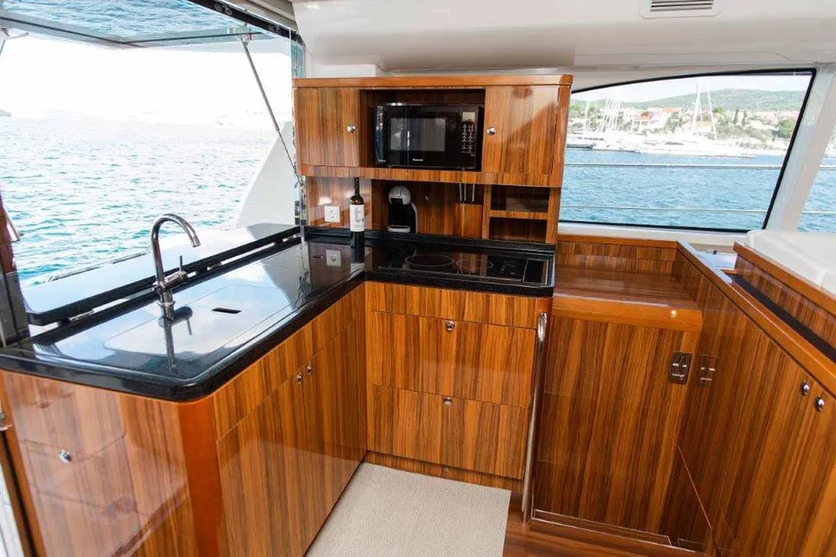 Galley of Adriatic Z, a Aquila 44 catamaran at Grad Šibenik, Croatia