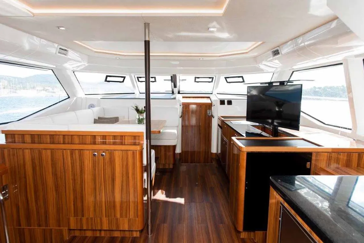 Salon of Adriatic Z, a Aquila 44 catamaran at Grad Šibenik, Croatia