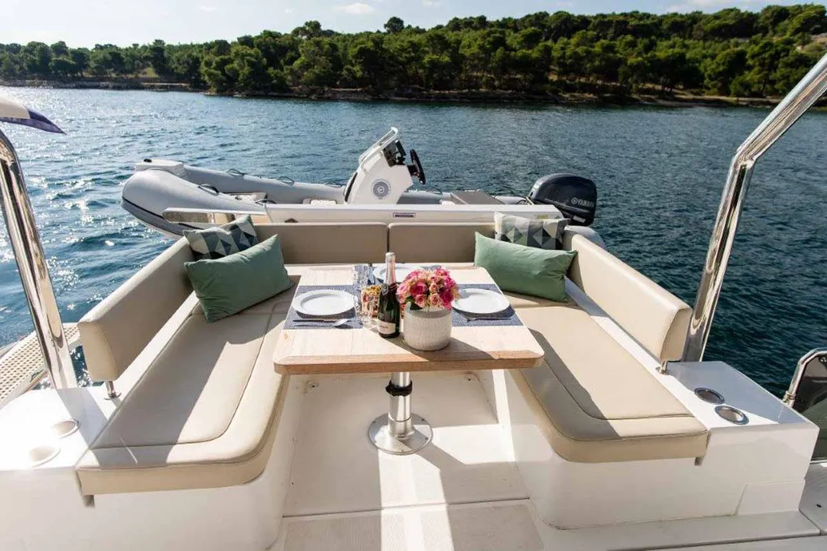 Deck of Adriatic Z, a Aquila 44 catamaran at Grad Šibenik, Croatia