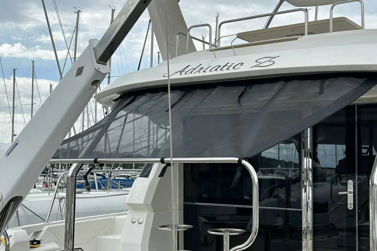 Deck of Adriatic Z, a Aquila 44 catamaran at Grad Šibenik, Croatia