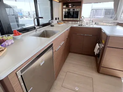Galley of Voyager, a Lagoon 46 catamaran at Palma de Mallorca, Spain