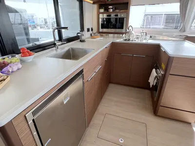 Galley of Voyager, a Lagoon 46 catamaran at Palma de Mallorca, Spain