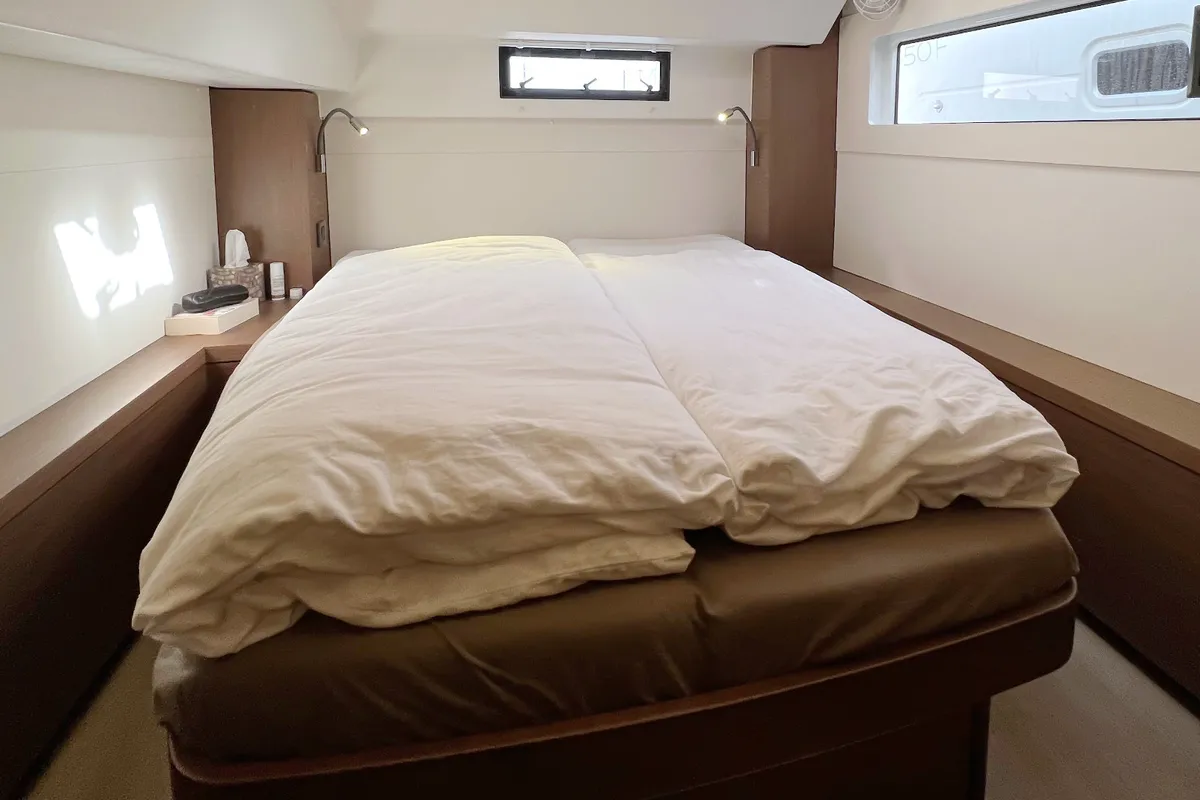 Cabin on Voyager, a Lagoon 46 catamaran at Palma de Mallorca, Spain