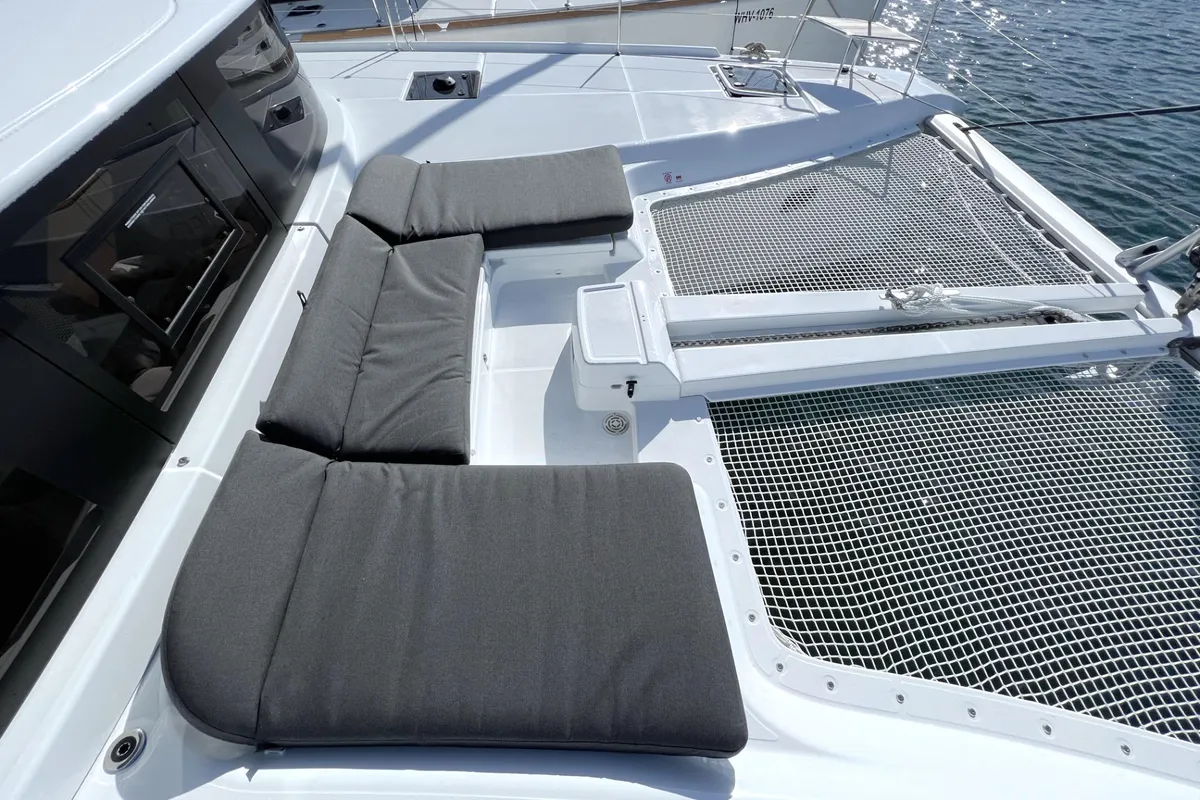 Deck of Voyager, a Lagoon 46 catamaran at Palma de Mallorca, Spain