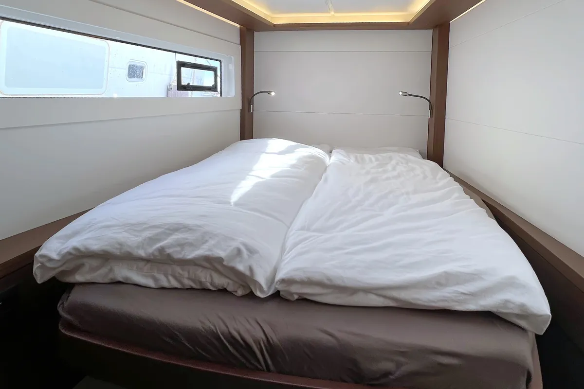 Cabin on Voyager, a Lagoon 46 catamaran at Palma de Mallorca, Spain