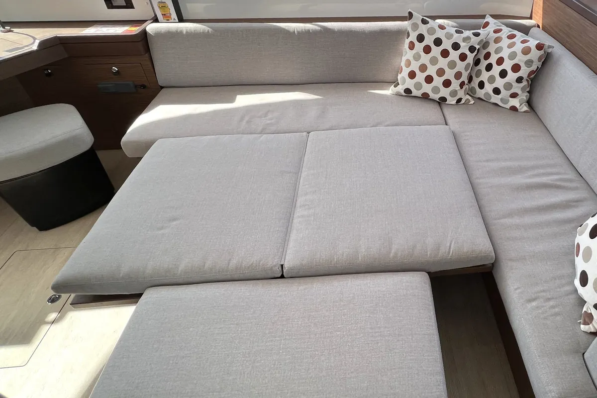 Salon of Voyager, a Lagoon 46 catamaran at Palma de Mallorca, Spain