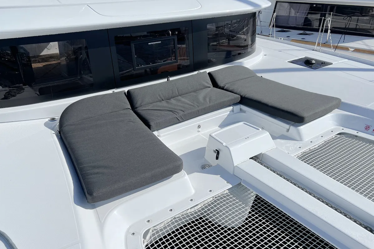 Deck of Voyager, a Lagoon 46 catamaran at Palma de Mallorca, Spain