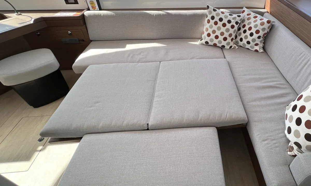 Salon of Voyager, a Lagoon 46 catamaran at Palma de Mallorca, Spain